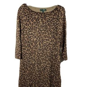 NEW Lauren Ralph Lauren leopard print sweater dress
